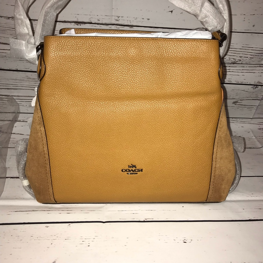 Coach Edie Medium Leather & Suede Shoulder Bag - Picture 5 of 8
